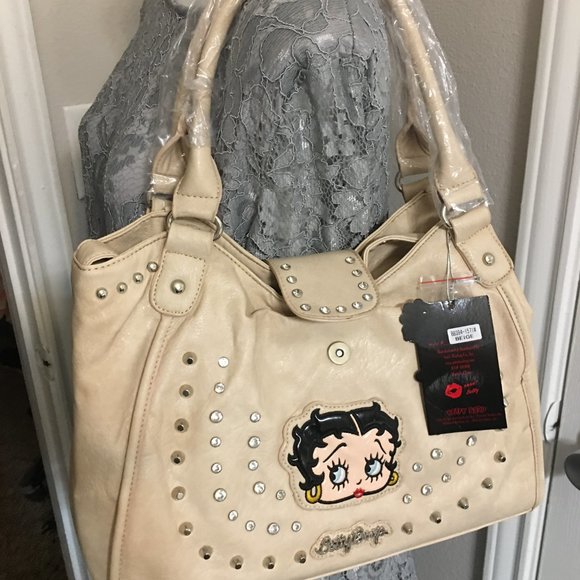 Last Betty Boop Cream Large Handbag - Faux Leather Large Size 15x10 - Picture 3 of 8